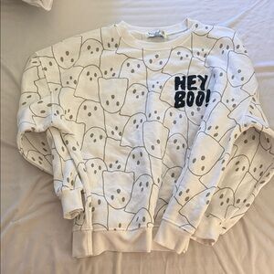 White Ghost Print Sweatshirt